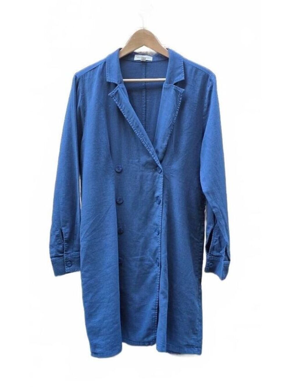 Cloth & Stone Linen Cotton Double Breasted Trench Blazer Mini Dress Med